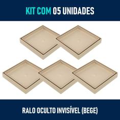 Imagem de Kit 05 - Ralo Oculto Invisível De Embutir Quadrado (Bege)