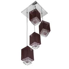 Imagem de Lustre Pendente Quadclear Organza Quadrado Marrom Magnífico
