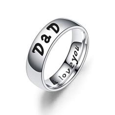 Imagem de MuYiYi11 Anel de aço de titânio, joias de anel de dedo com letras em inglês da moda I Love You Mom Daughter Son Dad