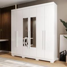 Imagem de Guarda-Roupa Casal 6 Portas com Espelho Willow Espresso Móveis Branco