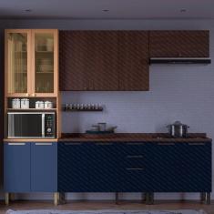 Imagem de Paneleiro Sálvia 70cm para Micro 2 Portas Com Vidro Freijó/Grafite