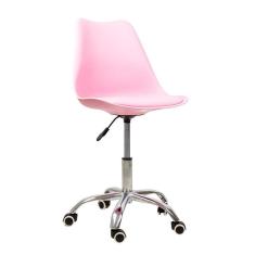 Imagem de Cadeira Office Base Cromada Com Rodizio Giratória Saarinen Rosa