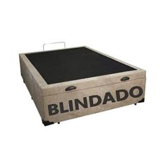 Imagem de Cama Box Baú Casal Blindado Suede Bege Com Pistão A Gás