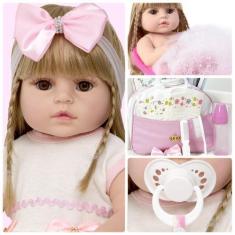 Imagem de Boneca Reborn Bebê Princesa 100% Silicone Com Acessórios - Cegonha Reb