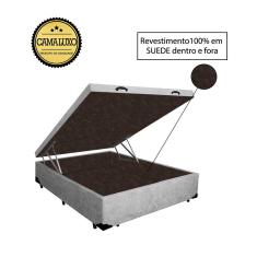 Imagem de Cama Box Baú Luxo Blindado Viúva AColchoes Suede Cinza 49x128x188