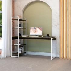 Imagem de Escrivaninha com Estante Studio Carvalho Dark e Branca 150x147 cm