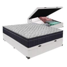 Imagem de Conjunto Viúvo Cama Bege Box Baú Colchão Firme Ortobom D45 Cor:branco