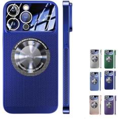 Imagem de Capa de telefone com resfriamento de janela grande galvanizada, para 15 capas de resfriamento magnético /1026 (Color : Dark Blue, Size : For iPhone14PROMAX)