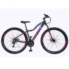 Imagem de Bicicleta Aro 29 Ksw 24v Tourney Freio Hidraulico Trava E K7 - 17 Preto-rosa E Azul