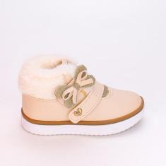 Imagem de Tênis Infantil Cano Médio Kidy Happy Com Pelinho Marfim