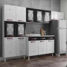 Imagem de Cozinha Completa Em Aço Mirage New 14 Portas 2 Gavetas Branco/Preto -