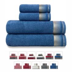 Imagem de Jogo De Toalhas Gigante 4 Peças 380g/m2 100% Algodão Sublime - Azul Egito