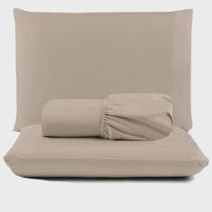 Imagem de Jogo De Lençol Pratik Peletizado Queen 3 Peças Barato - Avelã
