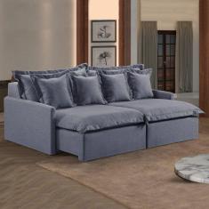 Imagem de Sofá 2 Lugares Retrátil 200cm com Almofadas M145 Linho/Cinza Escuro