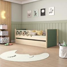 Imagem de Bicama Solteiro Garden Madeira Maciça e MDF Laca Casatema Verde/Natural