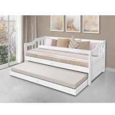 Imagem de Bicama Madeira Vintage Solteiro Acompanha 2 Colchões - Branco - Atraen