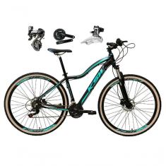 Imagem de Bicicleta Aro 29 Ksw Mwza Shimano Altus 24v Frio Hidráulico Garfo Trava Pneu Bege - Preto/azul Tam.15
