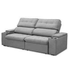 Imagem de Sofá Retrátil Reclinável 3 Lugares 230cm Ginevra F05 Veludo Prata - Mp