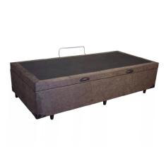 Imagem de Base Box Baú Solteirão Blindado Suede Marrom 36X108X188 an