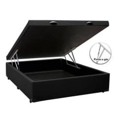 Imagem de Cama Box Baú Casal Blindado Sintético Preto Com Pistão A Gás - imperiu
