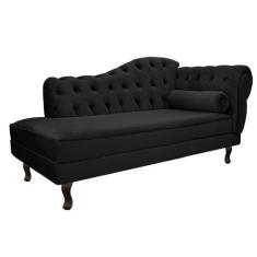 Imagem de Divã Recamier Sofá Juliana 185cm Lado Esquerdo Suede Preto - AM Decor