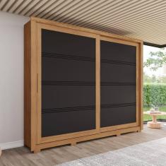 Imagem de Guarda-Roupa Medelin 02 Pts. Deslizantes Nature/Preto HP - Henn