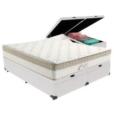 Imagem de Cama Box com Baú Branco e Colchão Queen King Best Anjos