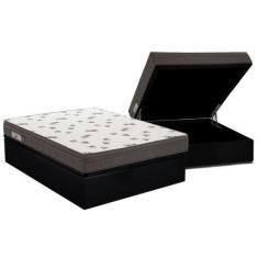 Imagem de Cama Box Baú Casal: Colchão Espuma Ortobom D45 Light + Base Crc Couran
