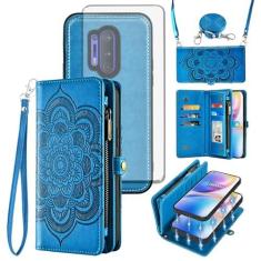 Imagem de Asuwish Capa de celular para OnePlus 8 Pro One Plus 8Pro 5G Carteira com zíper destacável com protetor de tela de vidro temperado, alça transversal, porta-cartões de flores em 1 Plus 1 + Plus8 1+