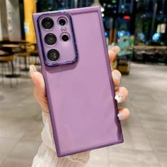 Imagem de Capa de telefone de silicone de luxo para Samsung S20 FE S21 S22 S23 Pro Plus Ultra A31 A32 A52 5G A53 A54 A71 A72 A73 A23 Capa traseira de telefone, roxa, para A22 5G