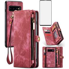 Imagem de Asuwish Capa de celular para Samsung Galaxy S10 com zíper carteira destacável com protetor de tela de vidro temperado e suporte de cartão flip acessórios para celular Glaxay S 10 Edge Gaxaly 10S GS10