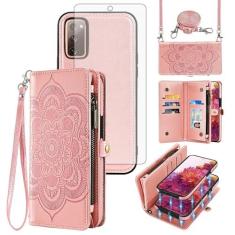 Imagem de Asuwish Capa de celular para Samsung Galaxy S20 FE 5G 6,5 polegadas carteira com zíper capa celular com alça protetora de tela porta-cartão flor S 20 EF UW 2022 S20FE5G S20FE 20S S2O Fan Edition 4G G5