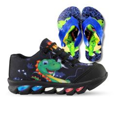 Imagem de tenis de led infantil masculino dinossauro com luzinha meninos mais chinelo-Masculino