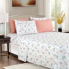 Imagem de Elegant Comfort Conjunto de lençóis de 6 peças mais macios e aconchegantes – microfibra de qualidade premium de hotel 1500 – bolso profundo, resistente a vincos, conjunto de lençóis florais de 6