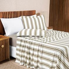 Imagem de Jogo Lençol King 4 Peças 100% Algodão Malha Penteada Marin