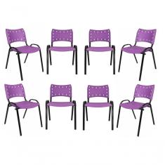 Imagem de Kit 8 Cadeiras Iso Para Escola Escritório Comércio Roxa Base Preta