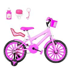 Imagem de Bicicleta Infantil Aro 16 Nylon e Cadeirinha Rosa e Pink