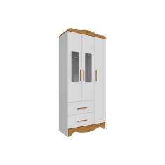 Imagem de Guarda Roupa 3 Portas Clara c/ e 2 Gavetas Branco/Amendoa - Peroba
