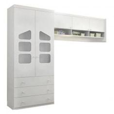 Imagem de Guarda Roupa 2 Portas Eloisa 100% MDF + Armário Aéreo Módulo para Quar