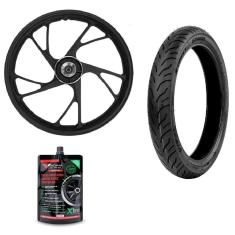 Imagem de Kit Roda Pé De Galinha Shiver Disco Dianteira + 1 Pneu St600 80/100-18 + Selante Pneu X-Tire