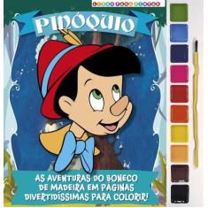 Imagem de Livro para Colorir Pinóquio com Aquarela