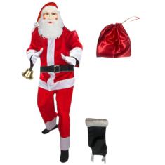Imagem de Fantasia de Natal Roupa de Papai Noel Adulto Cetim Completa c/ Máscara Disfarce Santa Claus Noite Feliz Merry Christmas