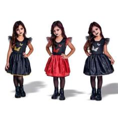 Imagem de Vestido Halloween Infantil Fantasia de Bruxinha Morcego - Fantasias Ca