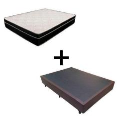 Imagem de Cama Box Casal 138 - Tecido Sintético Marrom Com Colchão Paris - Molas