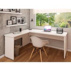Imagem de Mesa De Canto em L Para Escritório 140x150cm Tampo 30mm Branco