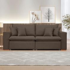 Imagem de Sofá Retrátil 200cm Barcelona Veludo/Marrom