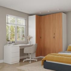 Imagem de Guarda Roupa Modulado 4 Portas 3 Peças Com Escrivaninha Hera Cabecasa