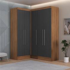 Imagem de Guarda-Roupa Modulado Viena 5 Portas 4 Gavetas 3 Peças Espresso Móveis Nogal/Grafite