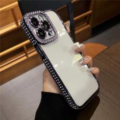 Imagem de Capa de telefone transparente com revestimento de luxo e glitter diamante strass para iPhone 15 11 12 13 14 Pro Max Capa de silicone macio, roxa, para iPhone 13