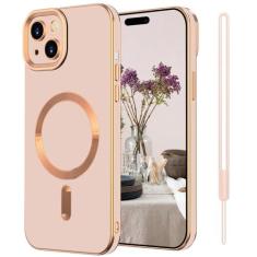 Imagem de SouLips Capa para celular iPhone 14, capa para iPhone 14 [compatível com MagSafe] Alça magnética fina e fina para pulso para carro com suporte para celular à prova de choque para iPhone 14 de 6,1